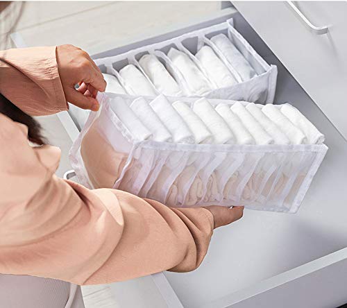 3 Set Thicker Underwear Drawer Organizers Divider, Home Foldable Bra Sock Underwear Organizer Storage Box (White)