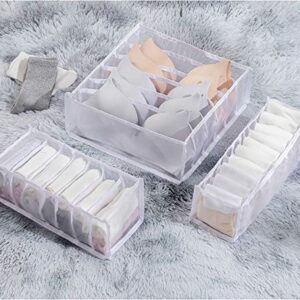 3 Set Thicker Underwear Drawer Organizers Divider, Home Foldable Bra Sock Underwear Organizer Storage Box (White)