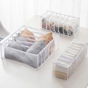 3 Set Thicker Underwear Drawer Organizers Divider, Home Foldable Bra Sock Underwear Organizer Storage Box (White)