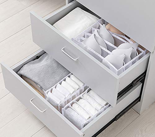 3 Set Thicker Underwear Drawer Organizers Divider, Home Foldable Bra Sock Underwear Organizer Storage Box (White)