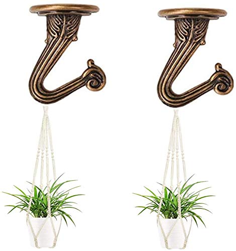 QMseller 4Sets Metal Ceiling Hooks, Heavy Duty Swag Ceiling Hooks with Hardware for Hanging Plants/Chandeliers/Wind Chimes/Ornament (Bronze Color)