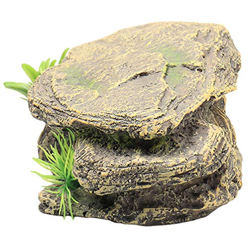 balacoo Aquarium Fish Tank Stone Decoration Resin Moss Rock Cave Ornament Fish Hideaway for Betta Small Lizards Turtles Reptiles Amphibians