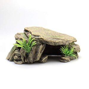 balacoo Aquarium Fish Tank Stone Decoration Resin Moss Rock Cave Ornament Fish Hideaway for Betta Small Lizards Turtles Reptiles Amphibians