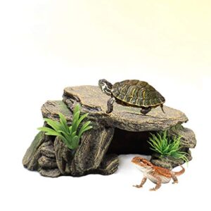 balacoo Aquarium Fish Tank Stone Decoration Resin Moss Rock Cave Ornament Fish Hideaway for Betta Small Lizards Turtles Reptiles Amphibians