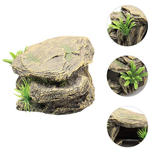 balacoo Aquarium Fish Tank Stone Decoration Resin Moss Rock Cave Ornament Fish Hideaway for Betta Small Lizards Turtles Reptiles Amphibians