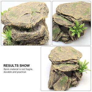 balacoo Aquarium Fish Tank Stone Decoration Resin Moss Rock Cave Ornament Fish Hideaway for Betta Small Lizards Turtles Reptiles Amphibians