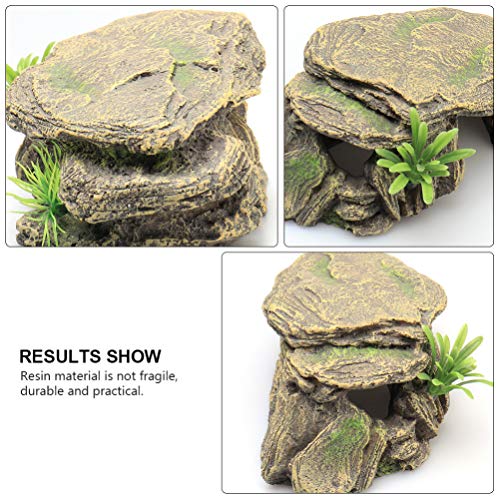 balacoo Aquarium Fish Tank Stone Decoration Resin Moss Rock Cave Ornament Fish Hideaway for Betta Small Lizards Turtles Reptiles Amphibians