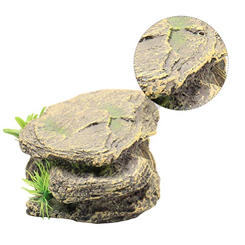 balacoo Aquarium Fish Tank Stone Decoration Resin Moss Rock Cave Ornament Fish Hideaway for Betta Small Lizards Turtles Reptiles Amphibians