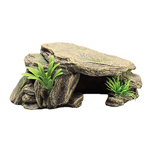 balacoo Aquarium Fish Tank Stone Decoration Resin Moss Rock Cave Ornament Fish Hideaway for Betta Small Lizards Turtles Reptiles Amphibians