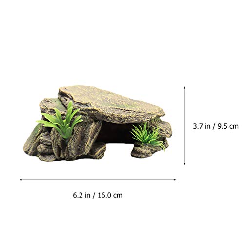 balacoo Aquarium Fish Tank Stone Decoration Resin Moss Rock Cave Ornament Fish Hideaway for Betta Small Lizards Turtles Reptiles Amphibians