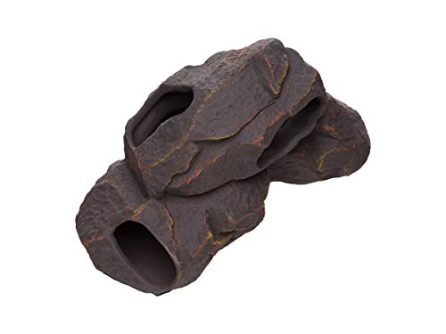 Plecoceramics Ceramic Magma Rock Stone Decoration - Aquarium Fish Tank Hideway Decor - for Cichlids Plecos Bettas