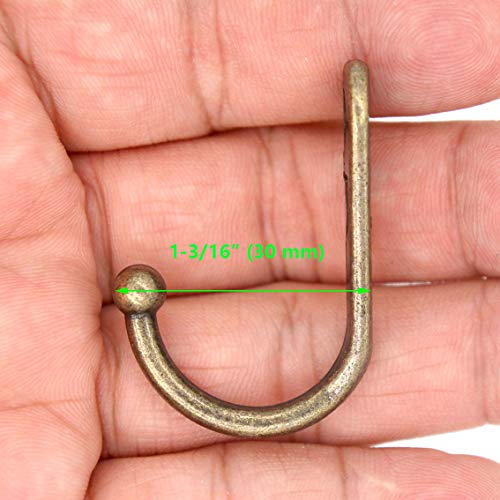 8 PCs Antique Brass Wall Mounted Single Prong Hooks - Wall Hook - Hat Hangers Robe Hooks for Scarf, Bag, Towel, etc.