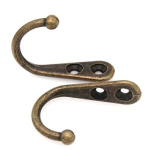 8 PCs Antique Brass Wall Mounted Single Prong Hooks - Wall Hook - Hat Hangers Robe Hooks for Scarf, Bag, Towel, etc.