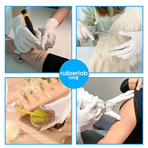 RUBBERLAB Nitrile Gloves Medical Exam Gloves, Large, White, 100 pcs, Latex&Powder Free, Food safe, 4.6g,