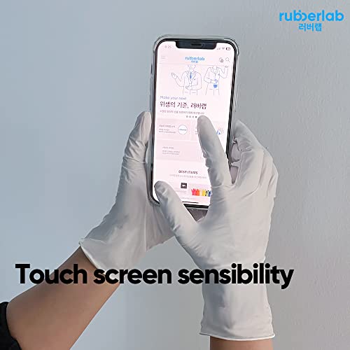 RUBBERLAB Nitrile Gloves Medical Exam Gloves, Large, White, 100 pcs, Latex&Powder Free, Food safe, 4.6g,