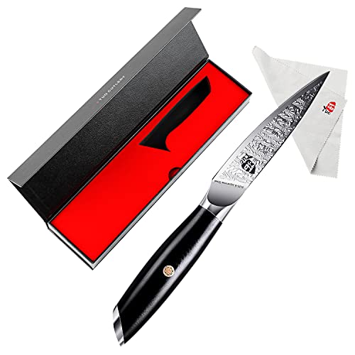 TUO Paring Knife - 3.5 inch Small Kitchen Knife Peeling Knife for Fruit and Veggie, AUS-8 Japanese Stainless Steel with Ergonomic G10 Handle, Falcon S Series with Gift Box