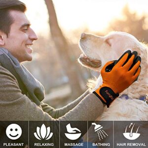 FEMW Pet Grooming Glove - Efficient Pet Hair Remover Mitts - Pet Massage Gloves - Gentle Deshedding Brush Glove - for Dog Cat Horse with Long & Short Fur [Upgrade Version][Left & Right Hand]