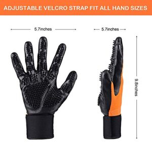 FEMW Pet Grooming Glove - Efficient Pet Hair Remover Mitts - Pet Massage Gloves - Gentle Deshedding Brush Glove - for Dog Cat Horse with Long & Short Fur [Upgrade Version][Left & Right Hand]