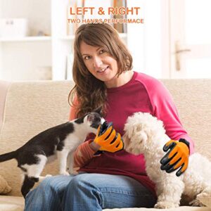 FEMW Pet Grooming Glove - Efficient Pet Hair Remover Mitts - Pet Massage Gloves - Gentle Deshedding Brush Glove - for Dog Cat Horse with Long & Short Fur [Upgrade Version][Left & Right Hand]