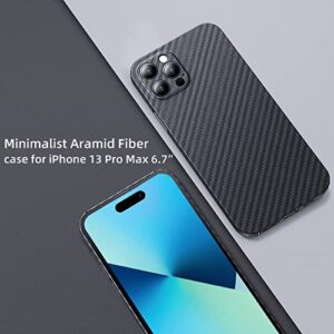 Sisyphy Aramid Fiber Case for iPhone 14 Pro Max with Carbon Fiber Texture, Super Slim Light Protective Cover Skin, Soft Touch Sturdy Durable Case, Snap-on Back Cover Wireless Charging Friendly