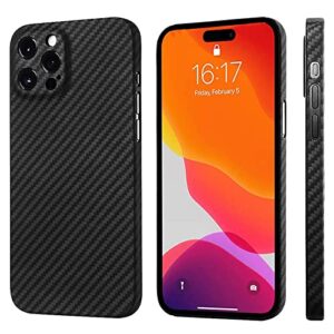 sisyphy aramid fiber case for iphone 14 pro max with carbon fiber texture, super slim light protective cover skin, soft touch sturdy durable case, snap-on back cover wireless charging friendly