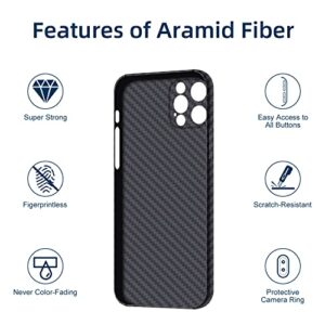 Sisyphy Aramid Fiber Case for iPhone 14 Pro Max with Carbon Fiber Texture, Super Slim Light Protective Cover Skin, Soft Touch Sturdy Durable Case, Snap-on Back Cover Wireless Charging Friendly