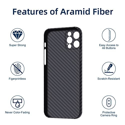 Sisyphy Aramid Fiber Case for iPhone 14 Pro Max with Carbon Fiber Texture, Super Slim Light Protective Cover Skin, Soft Touch Sturdy Durable Case, Snap-on Back Cover Wireless Charging Friendly