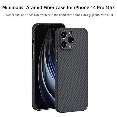 Sisyphy Aramid Fiber Case for iPhone 14 Pro Max with Carbon Fiber Texture, Super Slim Light Protective Cover Skin, Soft Touch Sturdy Durable Case, Snap-on Back Cover Wireless Charging Friendly