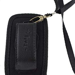 Around The Neck Hanging Open Top Padded, Black Case with Safety Lanyard fits GreatCall Lively Flip Phone,Metal