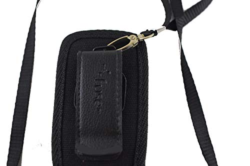 Around The Neck Hanging Open Top Padded, Black Case with Safety Lanyard fits GreatCall Lively Flip Phone,Metal