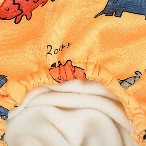 SELMAI Dog Pajamas with Feet Dinosaur Pjs for Small Dogs Cats Boys Girls Fleece Four Legs Jumpsuit Warm Pet Puppy Chihuahua Clothes for Winter Autumn Walking Outdoor Cold Weather Apparel Yellow L