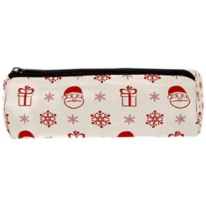 Red Christmas Santa Gift and Snowflake Pencil Bag Pen Case Stationary Case Pencil Pouch Desk Organizer Makeup Cosmetic Bag for School Office