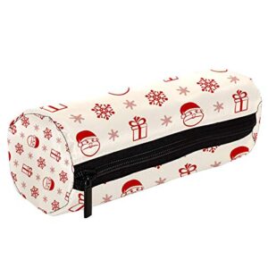 Red Christmas Santa Gift and Snowflake Pencil Bag Pen Case Stationary Case Pencil Pouch Desk Organizer Makeup Cosmetic Bag for School Office