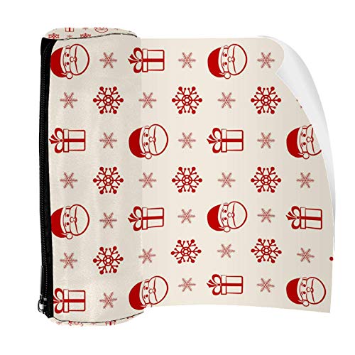 Red Christmas Santa Gift and Snowflake Pencil Bag Pen Case Stationary Case Pencil Pouch Desk Organizer Makeup Cosmetic Bag for School Office