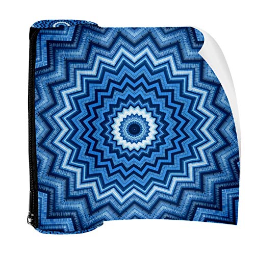 Blue Kaleidoscope Mandala Pencil Bag Pen Case Stationary Case Pencil Pouch Desk Organizer Makeup Cosmetic Bag for School Office