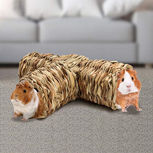 BWOGUE Hamster Grass Tunnel Toy Nature's Hideaway Guinea Pig Tunnels and Tubes Toys for Rats,Syrian Hamster,Ferrets,Guinea Pig,Chinchilla Hedgehog and Bunny