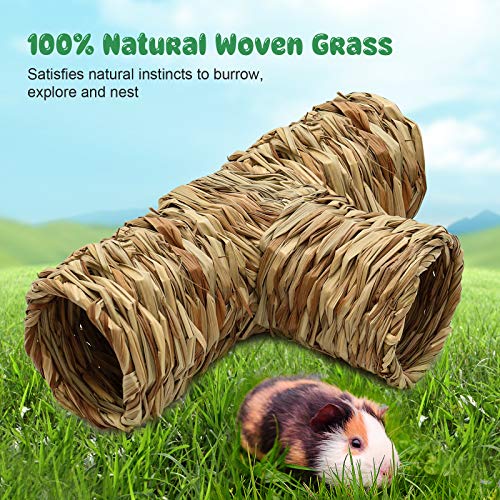 BWOGUE Hamster Grass Tunnel Toy Nature's Hideaway Guinea Pig Tunnels and Tubes Toys for Rats,Syrian Hamster,Ferrets,Guinea Pig,Chinchilla Hedgehog and Bunny