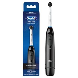 oral-b pro 100 charcoal, battery powered electric toothbrush, black