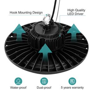 Vemofoper UFO LED High Bay Light 100W Ultra Bright Ceiling Lamp for Garage,Shop,Gym,Warehouse Work Commercial Lighting Grade 15000LM 120V 5000K IP65 (100W)