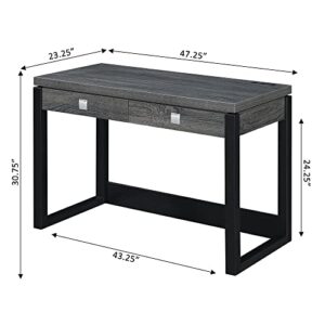 Convenience Concepts Newport 2-Drawer Desk with Charging Station, Weathered Gray/Black