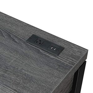 Convenience Concepts Newport 2-Drawer Desk with Charging Station, Weathered Gray/Black