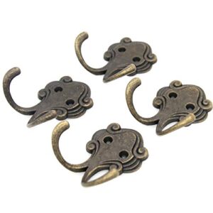 LXZ 4 PCs Antique Brass Wall Mounted Double Prong Hooks - Dual Prong Wall Hooks - Hat Hangers Robe Hooks for Scarf, Bag, Towel, etc