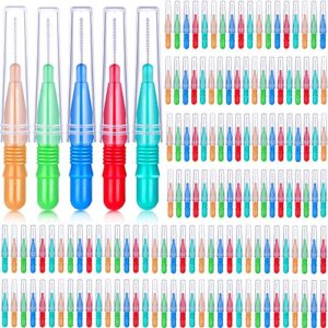 150 pieces braces brush for cleaner interdental brush toothpick dental tooth flossing head oral dental hygiene flosser toothpick cleaner tooth cleaning tool (red, blue, green, light green, orange)