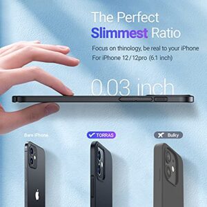 TORRAS Slim Fit iPhone 12 Case/iPhone 12 Pro Case, [Slim Yet Protective][Velvety Feel] Non-Slip Matte for iPhone 12 Slim Case/iPhone 12 Pro Thin Case 6.1 inch 2020, Graphite Black