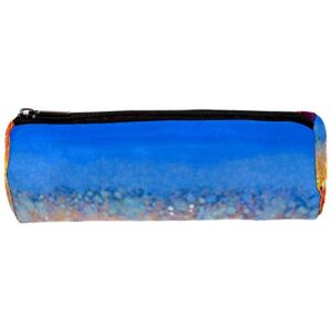 abstract flowers field watercolor painting pencil bag pen case stationary case pencil pouch desk organizer makeup cosmetic bag for school office