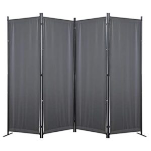 GOJOOASIS 4 Panel Room Divider Folding Privacy Screen Home Office Dorm Decor (Grey)