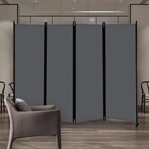 GOJOOASIS 4 Panel Room Divider Folding Privacy Screen Home Office Dorm Decor (Grey)