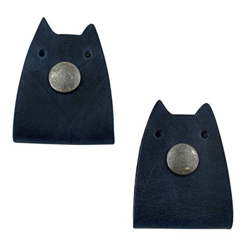 Taco Dog, Cat Cord Keeper Handmade from Full Grain Leather - Wrap Up Your Cables, Earbuds, Headphones, Chargers - Clip The Snaps Together for Easy Management and Travel - 2 Pack (Slate Blue)