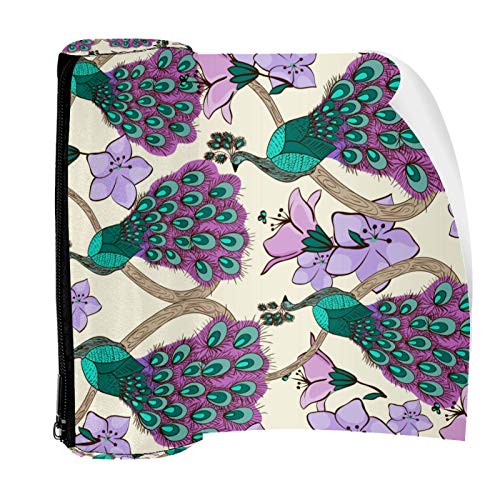 Peacocks and Floral Pattern Pencil Bag Pen Case Stationary Case Pencil Pouch Desk Organizer Makeup Cosmetic Bag for School Office