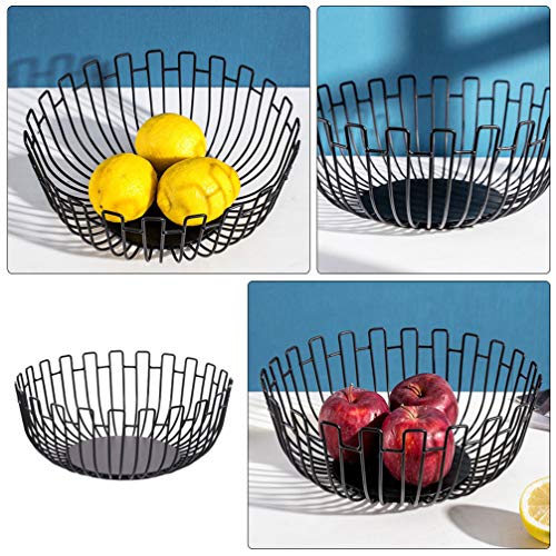 Cabilock Pantry Storage Baskets Metal Wire Fruit Bowl Countertop Fruit Basket Holder Stand Snack Plate Dish Serving Tray Decorative Container for Kitchen Living Room Style 2 Wire Storage Baskets